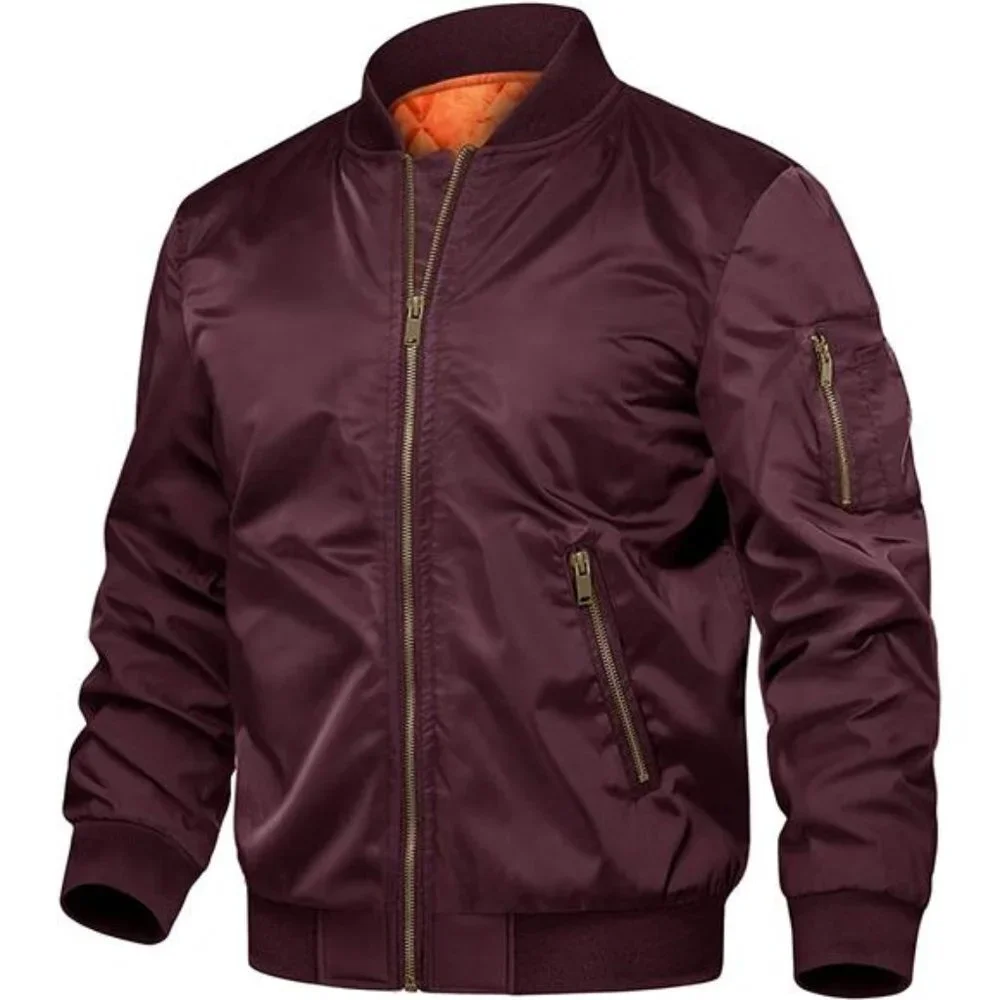 New Men's Jackets-Windproof Bomber Jacket Full Zip Winter Warm Padded Coats